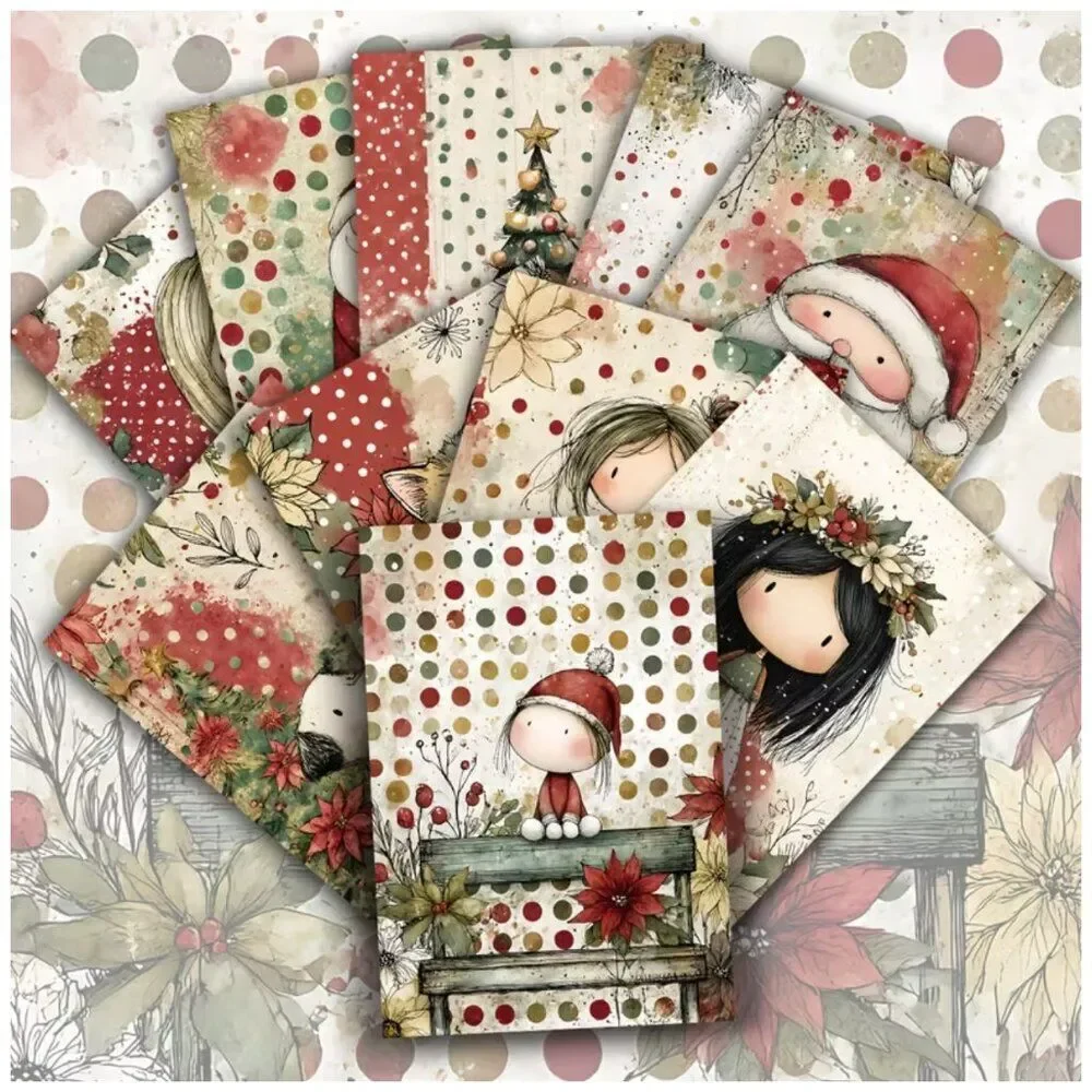 NWT 20pc 4x6 Vintage Christmas Girl Postcard Craft Set Junk Journal Paper